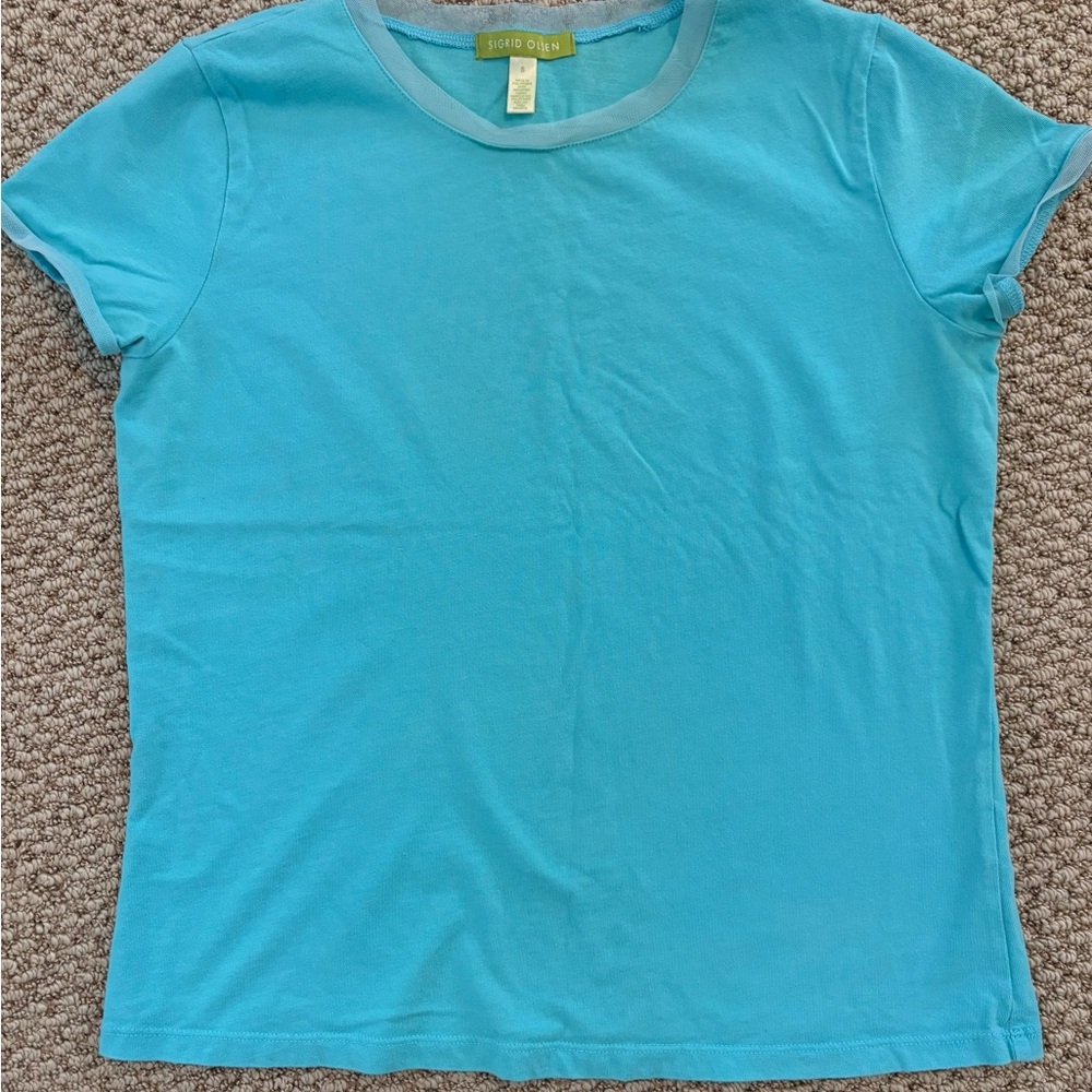 Sigrid Olsen Turquoise Cotton Top